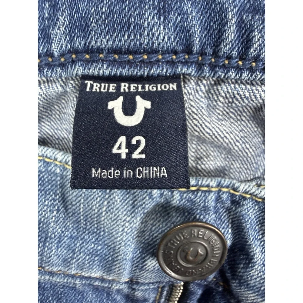 True Religion Jeans Mens 42 Ricky Flap SE Patchwork Distressed Straight